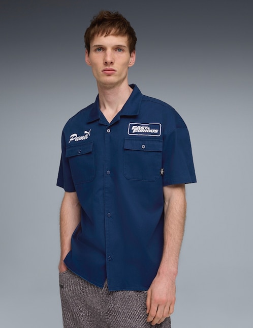 Camisa casual Puma de algodón manga corta para hombre